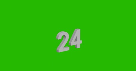 Poster - Isolated realistic white around the clock symbol front view with shadow. 3d illustration on green chroma key background