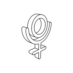Poster - The outline of a large astrological pluto symbol is made with black lines. 3D view of the object in perspective. Vector illustration on white background