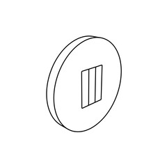 Poster - The outline of a large pause symbol is made with black lines. 3D view of the object in perspective. Vector illustration on white background