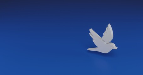 Poster - Isolated realistic white bird symbol with shadow. Located on the right side of the scene. 3d illustration on transparent background