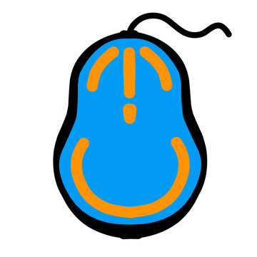 Stylized computer mouse icon with a bright color scheme isolated on black