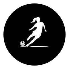 Poster - A female football symbol in the center. Isolated white symbol in black circle. Illustration on transparent background