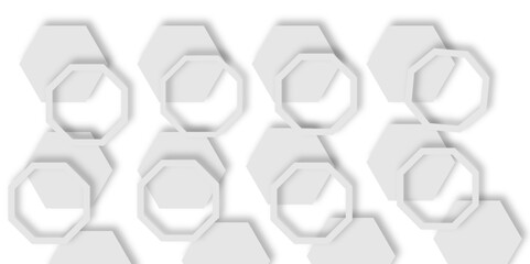 Aufkleber -  pattern of overlapping light gray hexagons creating  design effect white background.