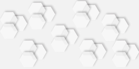 Aufkleber -  pattern of overlapping light gray hexagons creating  design effect white background.
