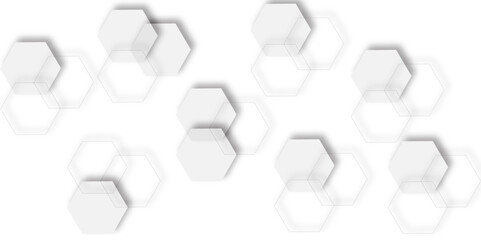 Aufkleber -  pattern of overlapping light gray hexagons creating  design effect white background.