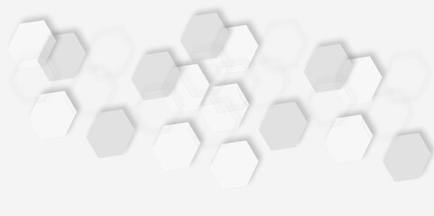 Aufkleber -  pattern of overlapping light gray hexagons creating  design effect white background.