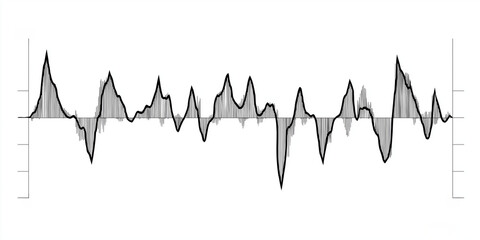 Poster - Audio waveform illustration depicting sound frequency variations, showcasing peaks and troughs, representing audio dynamics and sound analysis in a visually engaging manner
