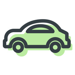 Poster - Illustration of a green car with black outlines and round tires on a white background image view