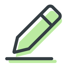 Aufkleber - A simple drawing of a pencil with green shading and a dark outline on a white background space