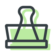 Poster - Illustration of two binder clips one in dark gray and one in light green on a white background