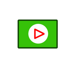 Fototapete - Illuminated play button icon on vibrant green background evoking technology interface