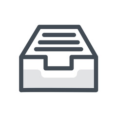 Poster - Illustration of a filled inbox tray with horizontal lines representing documents and a handle cutout
