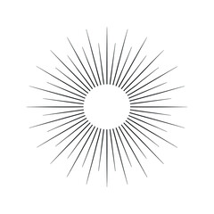 Poster - Abstract Sunburst Design with Radiating Lines on White Background Minimalist Geometric Illustration for Graphic Design Elements and Decoration in Black and White