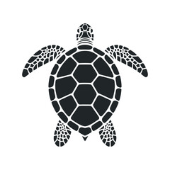 Poster - Sea Turtle Silhouette with Geometric Shell Pattern Marine Life Illustration Ocean Creature Design Underwater Animal Graphic Turtle Icon Vector Art