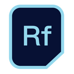 Leinwandbilder - Illustration of a rounded square with a dark blue background and the letters rf in a light blue color