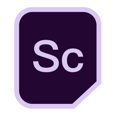 Leinwandbilder - Illustration of a rounded square with the letters sc in light purple on a dark purple background