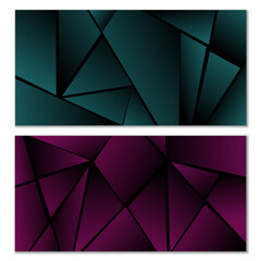 Poster - Abstract polygonal pattern. Set of two dark gradient polygonal backgrounds. Background design, cover, postcard, banner, wallpaper