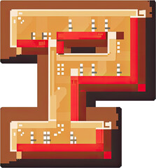 Poster - Pixelated architectural design of a building's floor plan.