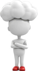 Poster - A three-dimensional figure with arms crossed.