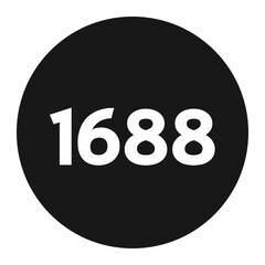 Aufkleber - A black circle containing the white number sixteen eighty eight in the center of the circular shape design