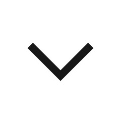 Aufkleber - Illustration of a simple downward pointing chevron arrow in black color on a white background space here now