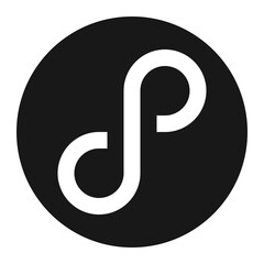 Aufkleber - White stylized letter s in a black circle representing a modern and minimalist design element icon logo