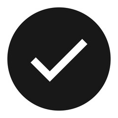 Leinwandbilder - A black circle containing a white check mark indicating completion or approval on a plain background