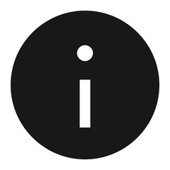 Poster - Information icon with a white letter i and a dot inside a black circle providing helpful assistance