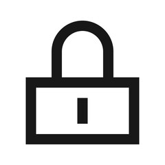 Poster - Illustration of a simple black padlock with a rectangular body and rounded shackle design element icon