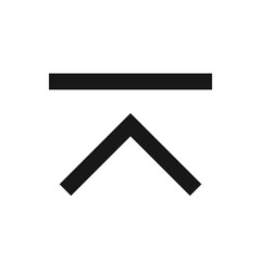 Leinwandbilder - A simple illustration of a horizontal line above an inverted v shape on a white background plain design