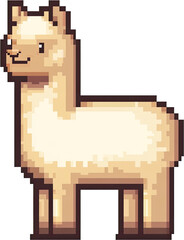 Poster - Pixel art illustration of a light beige alpaca.
