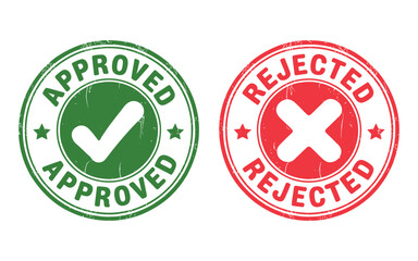 Poster - Approved and Rejected Stamp Icons in Green and Red with Grunge Texture on White Background for Business and Design