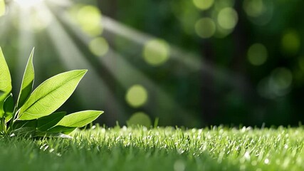 Poster - The Embrace of Sunlight:  A close-up scene captures vibrant new growth basking in the warmth of the sun's gentle embrace. The scene unfolds in a sun-drenched, evoking feelings of serenity and life.