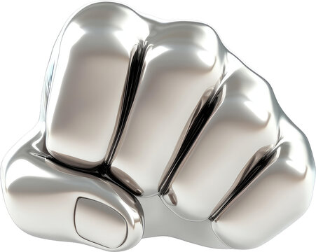 Metallic fist graphic design.