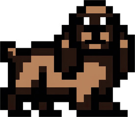 Poster - Pixelated illustration of a tan-colored dog.