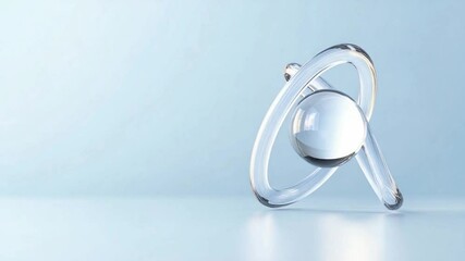 Aufkleber - Transparent 3D Artistic Display: An abstract artistic piece of glass gracefully placed on a serene blue background, showcasing a unique three-dimensional design, a blend of minimalism, elegance.