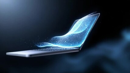 Aufkleber - Digital Dream: A futuristic laptop design embodies the dynamic fusion of technology and imagination, showcasing an ethereal display in an innovative and minimalist aesthetic.