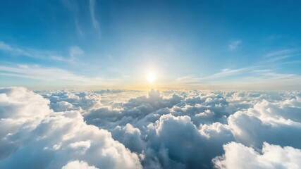 Poster - Celestial Canopy: A breathtaking panorama unfolds as the sun bathes a sea of clouds in its radiant embrace, creating a mesmerizing spectacle of light and shadow.