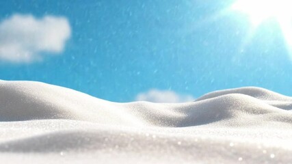 Poster - Snowy Landscape: A pristine snow-covered landscape shimmers under a bright sun, creating a serene winter scene filled with the peace of a clear blue sky.