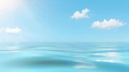 Poster - Ocean Vista: A tranquil vista unfolds, with a pristine expanse of open ocean meeting a serene sky dotted with fluffy clouds, representing peace and endless possibilities.