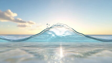 Poster - Waves and Calm: A pristine expanse of ocean under a tranquil blue sky. The scene, with its crystal clear water and soft clouds, reflects serenity and peace.