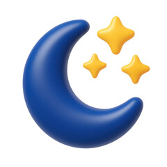 Poster - 3d icon of a cartoon plastic night weather icon, perfect for apps and websites, with transparent background