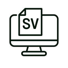 Fototapete - SVG file icon displayed on computer monitor in minimal outline style representing vector graphic format and digital design