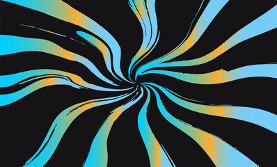 Poster - Dynamic vector illustration in modern Op Art style, featuring swirling abstract stripes. Popular for its bold contrast and energetic movement, with vibrant gradients and flowing, spiral shapes.
