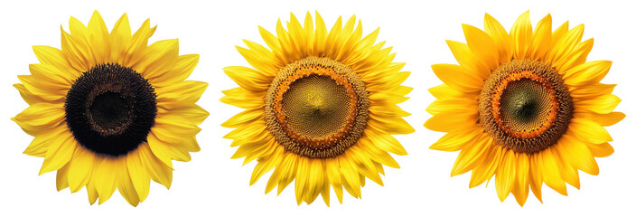 PNG Vibrant sunflowers in bloom, element set on transparent background