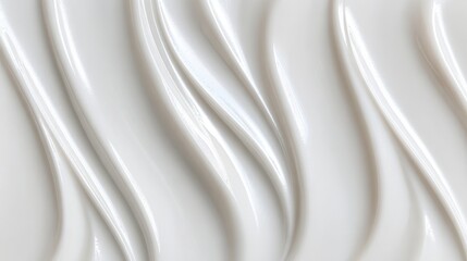 Poster - Creamy white cosmetic texture swirling in soft, elegant waves, highlighting skincare product design with smooth, luxurious visual appeal
