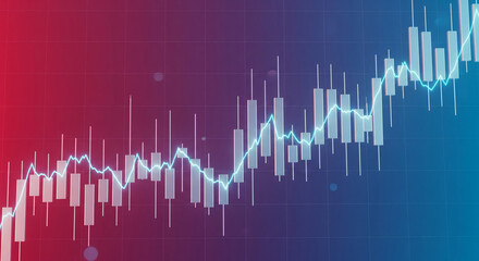 Poster - Abstract candlestick chart on a gradient background, showcasing financial growth and market trends, ideal for business or investment presentations