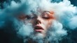 © Pinklife - A serene woman is enveloped in a cloud of colorful smoke, creating an enchanting and dreamlike atmosphere reflective of ethereal beauty and inner emotions captured in art.