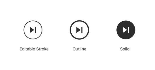 Leinwandbilder - set of play and next track icons in editable stroke, outline, and solid styles, perfect for media players and digital controls. for media, video, and audio designs