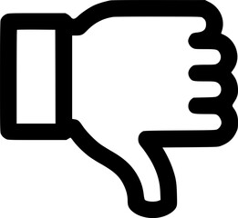 Poster - A bold, black line drawing of a hand giving a thumbs-down gesture.
